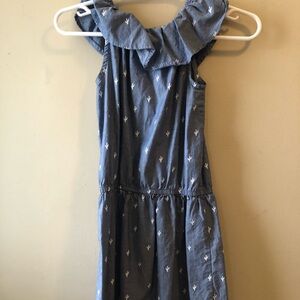 Blue Sleeveless Dress with White Pattern